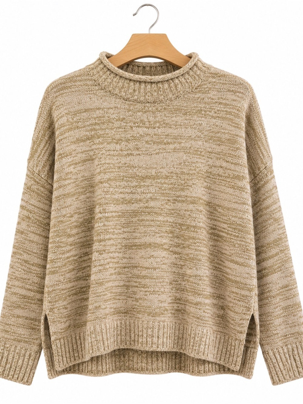 Women's Green Knit Pullover Sweater Long Sleeve Relaxed Fit Size L - NWT